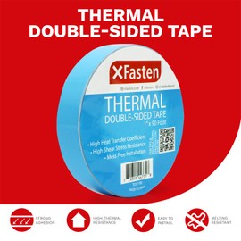 XFasten Thermal Double-Sided Adhesive Tape, 1 Inch x 90 Feet, High Thermal Conductivity and Electrical Insulating Thermal Tape for LED Strips, 3D Printing Beds, Computer CPU, Heat Sinks