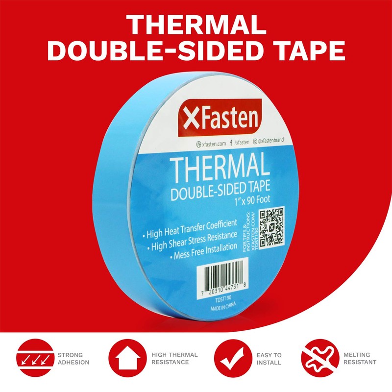 XFasten Thermal Double-Sided Adhesive Tape, 1 Inch x 90 Feet,