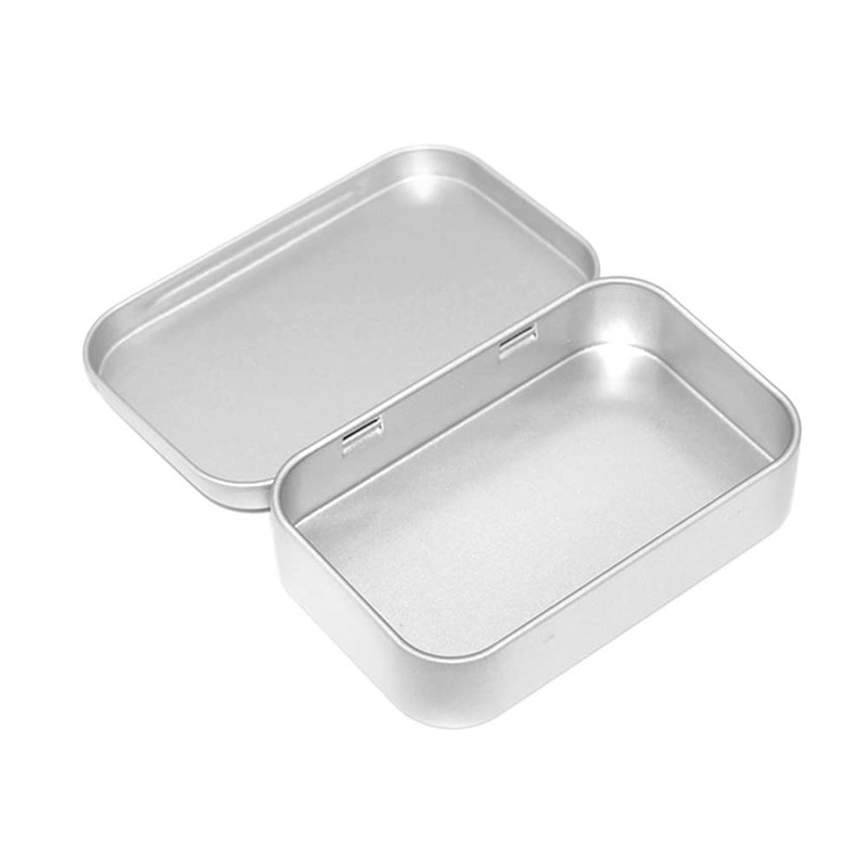 6X Metal Hinged Tin Box Container Blank Portable Small Storage