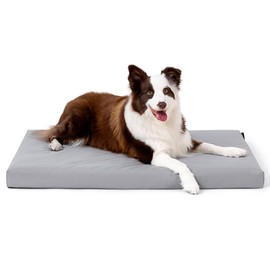 PELZIN Cybarmour Indestructible Dog Bed - Outdoor Waterproof Chew Proof Dog Crate Pad - Orthopedic Kennel Mat for Aggressive Chewers - Large Breeds & Fits 36-Inch Crate - 35"x22", Limestone