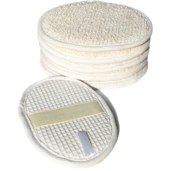6Pack (Large 6.3x4.3 inches) Exfoliating Face Body Pad (100% Soft Terry Cloth) Cloth Materials Loofah Sponge Scrubber Brush Close Skin for Men and Women When Bath Spa and Shower