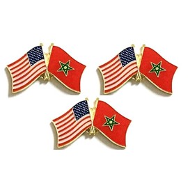 3 Morocco USA Friendship Flag Lapel Pins Pack of 3 Moroccan & American Double Flag Pin Badge