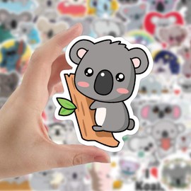 Pack of 50 Koala Stickers Laptop Water Bottles Phone Guitar Skateboard Car Bicycle Motorcycle Cartoon Cute Koala Vinyl Stickers Waterproof Aesthetic Decals for Teenagers Children Adults