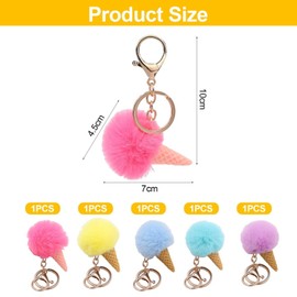 Pack of 5 Ice Key Chains, Creative Keychain, Funny Keychain, Cute Plush Key Ring, Mint Green, Unit size, Modern