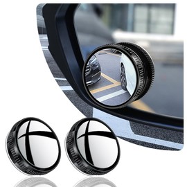 2PCS Suction Cup Car Convex Blind Spot Mirror,360°Adjustable Side Mirror Blindspot Used in Car Mirror,Universal HD Fish Eye Mirror Car Mirror Accessories Fit for Cars SUVs Trucks (Black)