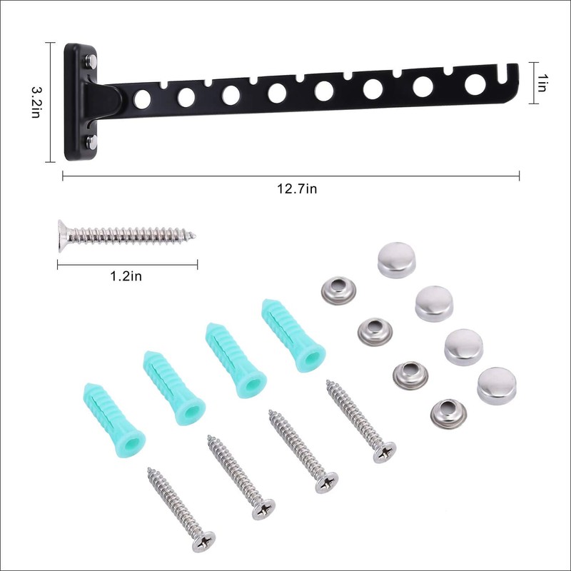 Alighting Laundry Hanger Dryer Rack Folding Wall Mount Clothes Black
