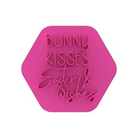 LissieLou Bunny Kisses and Easter Wishes Cookie Stamp Happy Easter Icing Fondant Embosser - Light Pink