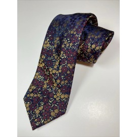 Joseph Abboud Mens Silk Necktie, Burgundy W/ Gold Floral Design MSRP $79.