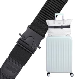 Vigorport Travel Belt for Luggage Over Handle - Elastic & Adjustable Add a Bag Luggage Strap for Carry On Bag - Airport Travel Accessories for Women & Men (56 inch, Black x 1 Pack)
