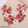 Teyglen Handmade Red Crystal Pearl Wedding Hair Vine Bridal White