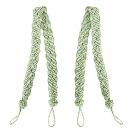 2 Pack Curtain Tiebacks 23 Inch Curtain Holdbacks Window Tassels Tie Backs Clips Decorative Rope Curtain Holdback Holder, Green