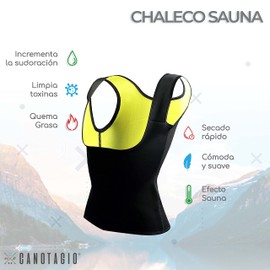 Canotagio Chaleco Sauna para Mujer. Faja de Neopreno para Moldear Abdomen, Cintura y Espalda. Faja Deportiva Mujer para tonificar, Sudar y Quemar Grasa. Faja de sudoración. Waist Trimmer (Negro, L)