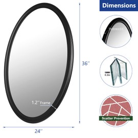 Black Oval Wall Mirror, 24''x36'' Bathroom Mirrors for Wall Mounted, Oval Vanity Mirror for Home Decor Bedroom Living Room Office Entryway