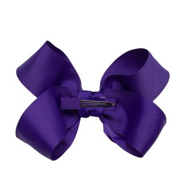 HAIRBOWS Girls' Grosgrain Hair Bow with a Knot Wrap Center on a Hair Clip, All Ages and Hair Types, 5 Inch Bow, Purple