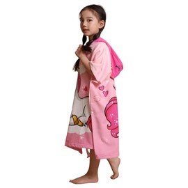 RIKONDA Kids Hooded Poncho Towel - Unicorn Bath Beach Cover-Up for Girls Age 3-8, Soft Microfiber Swim Towel with Snap Closure (75cm x 150cm, 350g)