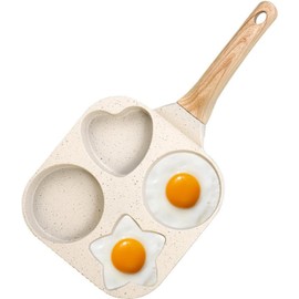 RETROSOHOO Egg Frying Pan,4-Cup Nonstick Omelette Pan for Breakfast, Heart Shaped Frying Pan for Cooking Eggs, Burger or Bacon,Healthy Egg Pans Suitable for Stove & Induction Compatible (White)