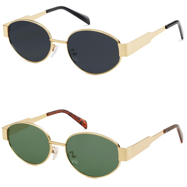 AMOMOMA Retro Oval Trendy Sunglasses for Women Designer 2024 Womens