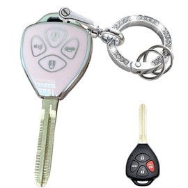 Rilnaewn Keyless Entry Systems for Toyota Key Fob Cover Fit for Toyota 2008-2013 Avalon / 2007-2011 Camry / 2008-2013 Corolla / 2009-2014 Venza Smart Key (4-Button-Pink-Silver)