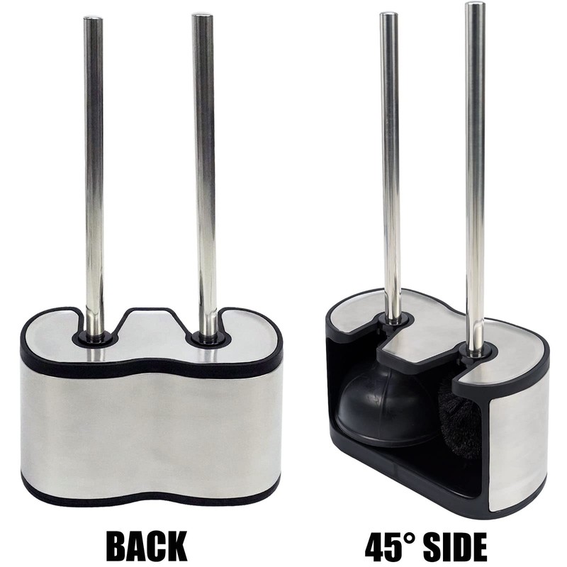Casaphoria Stainless Steel Toilet Bowl Brush with Holder and Plunger