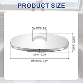 sourcing map Faucet Hole Cover, 5.51" Stainless Steel Deck Plate Escutcheon Plumbing Cover Plate for Bathroom Kitchen Pull Down Faucets, Silver