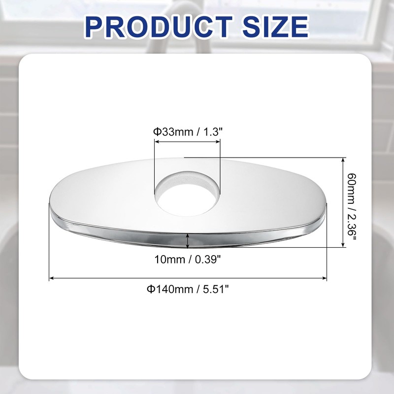 sourcing map Faucet Hole Cover, 5.51" Stainless Steel Deck Plate