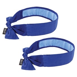 Cooling Bandana, Blue, Lined with Evaporative PVA Material for Fast Cooling Relief, Tie for Adjustable Fit, Ergodyne 6700CT, 2-Pack