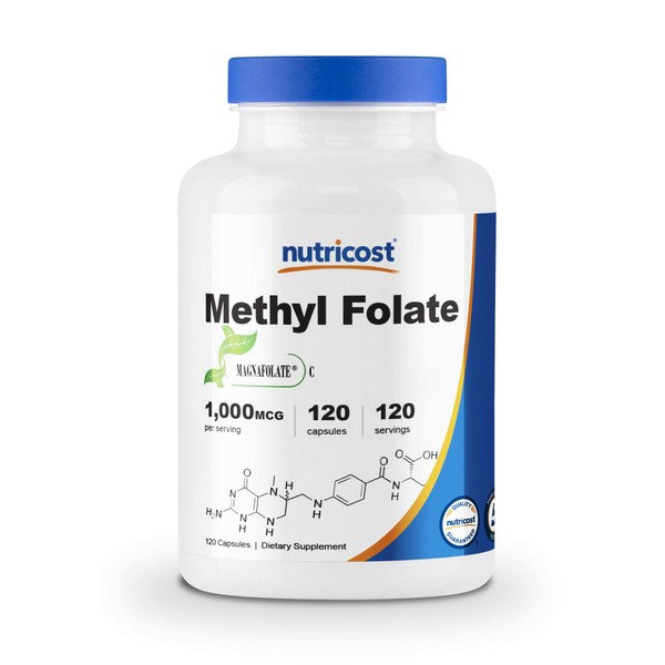 Nutricost Methyl Folate 1000mcg, 120 Veggie Capsules - Gluten Free, Non-GMO