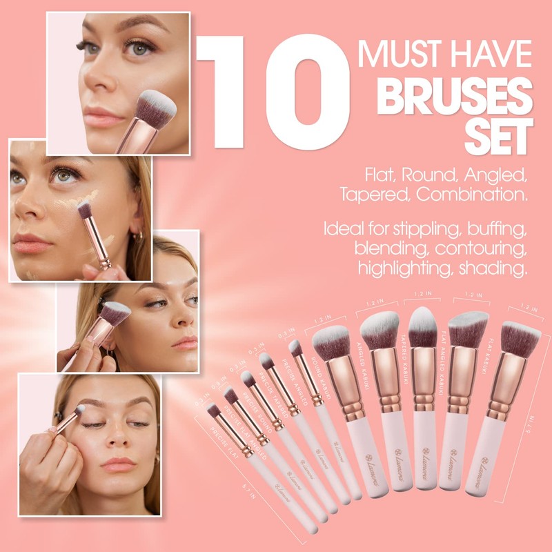 Kabuki Makeup Brush Set - Foundation Powder Blush Concealer Contour