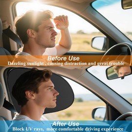Car Side Window Sun Shade, Reflective Car Sun Shade for Side Window, Foldable Shades Protect Eyes, 2Pcs