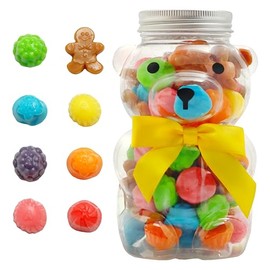 Bear Necessities Gingerbread Gummies in Bear Jar - Cute Bow, Hand-Jarred Gummy Candy Gift - Sourced & Made in the USA, Fun Gift & Stocking Stuffer - Artisanal Candy Treats & Assorted Gummies - 1 Jar