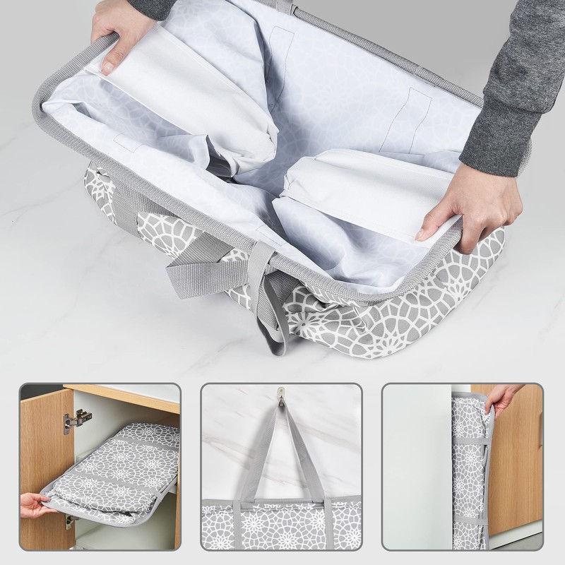 JOMOLA Collapsible Laundry Caddy 80L Large Foldable Laundry Basket Grey