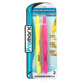 Promarx HS09-ALCB02-48 Glowline RT Retractable Highlighters, Yellow and Pink, 2 Count