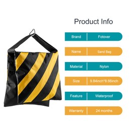 Fotover Sandbag Photography Studio Video Heavy Duty Sandbag Sand Bag for Photo Studio Light Stand Boom Arm Camera Tripod with Hook, Pack of 3 (Yellow and Black)