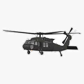 HOF Trading Black Hawk Uh-60 Military Helicopter Pilot Vinyl Sticker Waterproof Decal Laptop Wall Window Bumper Sticker 5 inch (111)