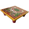 Purpledip Marble Platform (Plinth): Square Ethnic Handpainted Chowki for God
