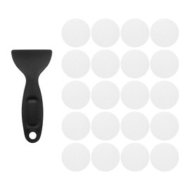 sourcing map 20pcs Non-Slip Bathtub Stickers, Anti-Slip Shower Stickers Showers Treads Marble Round Shaped Appliques with Scraper for Bath Tub Shower Stairs, Clear