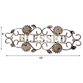 Metal Hanging Family Blessed Wall Art Sign for Home Decor, Metal Letters Family & Blessed Rustic Indoor Outdoor Wall Decoration 17"L Set of 2…