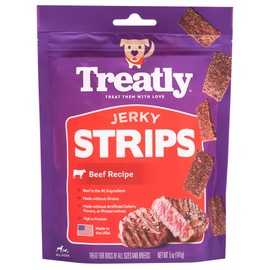 Treatly Jerky Strips Dog Treats - Beef Flavor, 5oz/1 Pack