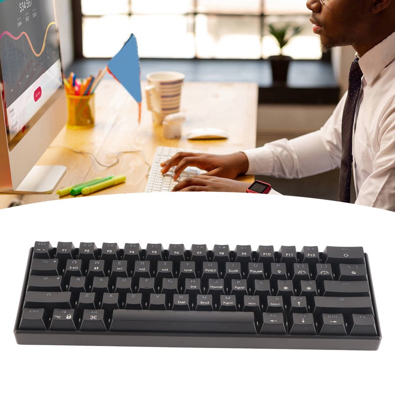 Mechanical Keyboard 61 Keys Three Modes Support Wireless Portable Ergonomic
