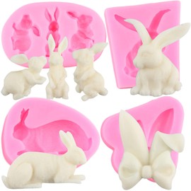 Mujiang Rabbit Fondant Mold Easter Bunny Ears Chocolate Candy Silicone Molds For Cake Decorating Set Of 4