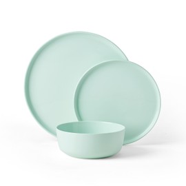 Mikasa Madison Pastel Bone China Lightweight Chip Resistant 12 Piece Dinnerware Set, Mint Green