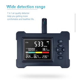 3.2-inch CO2 Detector/TVOC/Formaldehyde/PM2.5/PM10/Temperature/Humidity/AQI Tester Intelligent Air Quality Detector Tester (Whtie)