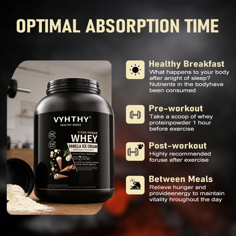 VYHTHY Vanilla ICE Cream Whey Protein Powder - 24g Protein