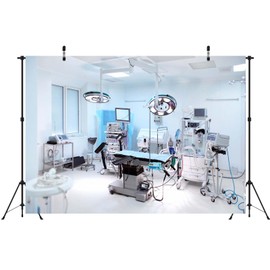 Loccor 5x3ft Fabric Hospital Operating Room Backdrop Modern Hospital Medical Equipment Surgery Anesthesia Bed Photography Background for Doctor Nurse Portrait Photo Studio Props
