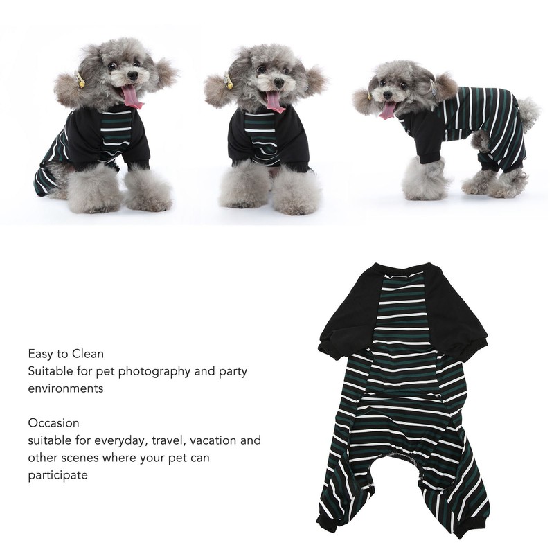 Striped Dog Pajamas Soft Stretchy Fashionable 4 Legged Puppy Pajamas