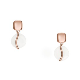 Skagen Women's Sofie Sea Glass Rose Gold and White Organic-Shaped Drop Earrings (Model: SKJ1816791)