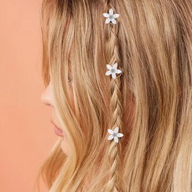 Pack of 20 White Small Flower Hair Clips Mini Diamond Hair Clips Mini Hair Clips with White Flowers and Rhinestones for Girls Wedding Hair Accessories Decorative