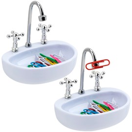 SHIDOW Magnetic Clip Dispenser Magnetic Paper Clip Holder Paper Clips Dispenser for Office Desk Decor Decoration Gift for Friends Silver (2 sets)