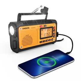 XHDATA D608 Disaster Prevention Radio, Solar, Hand Crank Radio, FM/AM/SW/Wide FM Compatible, Short Wave Radio, Small, Portable Radio, Flashlight, SOS Alert with Reading Lamp, MP3 Player, Wireless,