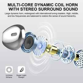 Kicoeon Wireless Earbuds, Bluetooth Headphones 48H Playtime Ear Buds with LED Power Display, IPX7 Waterproof Bluetooth 5.3 Earphones in-Ear Earbuds with 4 Mic for Android iOS Cell Phone Laptop, Red